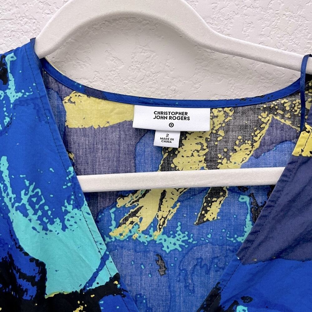 Christopher John Rogers for Target Blue Maxi Dress Size 2 Eclectic Artsy - Picture 3 of 5